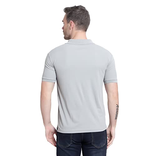 Image of Men's Poly Cotton-Matty Tshirt with Regular Fit Solid Pattern Half Sleeve Standard Length and Button Down Closure|Men's T-Shirts