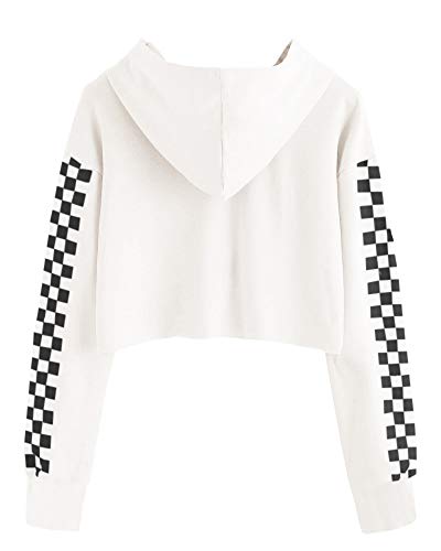 Image of Imily Bela Kid Crop Tops Girls Hoodies Plaid Long Sleeve Fashion Sweatshirt