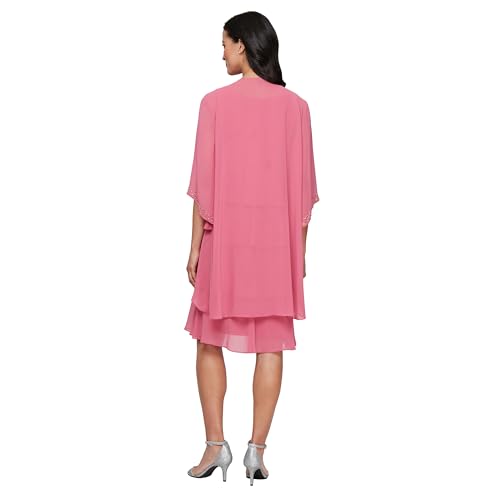 Image of S.L. Fashions Women's Chiffon Mother of the Bride Jacket Dress with Beaded 3 /4 Sleeves and Neckline (Plus Size)