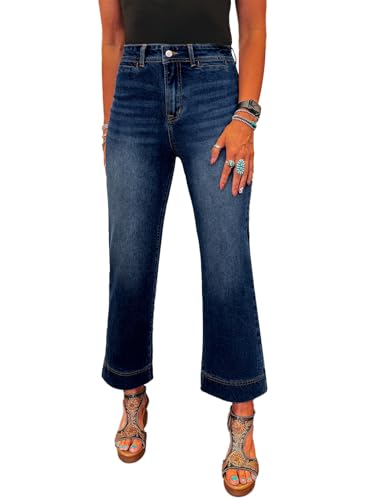 SHEWIN Wide Leg Jeans for Women Trendy High Waisted Flare Jeans Stretchy Straight Leg Ankle Denim Pants with Pockets