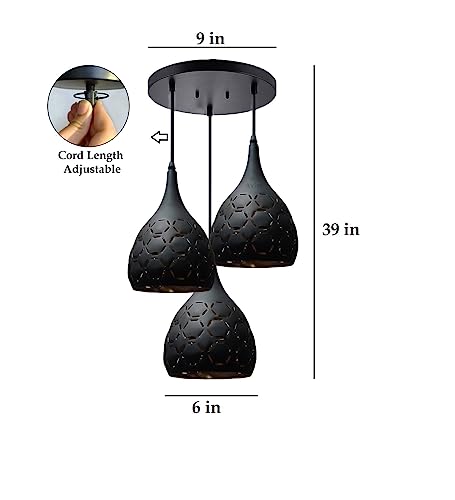Image of Avior Black Finish Round Cluster Aluminum Dome Hanging Light Pendant Lamp (Model 5)(AC /DC)
