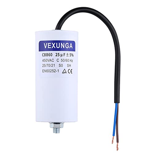 VEXUNGA 25µF 450V Motorkondensator Anlaufkondensator Kondensator 25uF 25 uF 450 Volt 45x95MM CBB60 kondensatoren Kabel M8 für Elektromotor