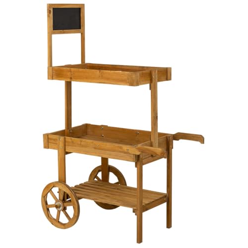 WANDERLUST DECO Carro Expositor con Ruedas de Madera marrón 55x86x135
