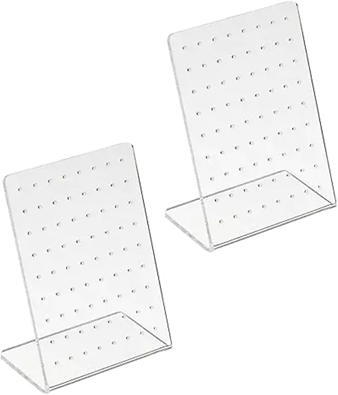 Cawhui 2Pcs Earrings Stand Display, 72 Holes Acrylic Earring Holder Organizer, Ear Studs Jewelry Storage Display, Rack Showcase Earrings Display, Stand Earring Storage