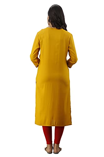 Image of Women's Rayon Heavy Embroidery Work Straight Kurta