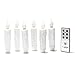 LED Taper Candle Lights - 6 Pack, 5 inch White Plastic Flameless Candles, Battery Operated, Warm White Flickering Flames, Window Decoration - Remote and Batteries Included