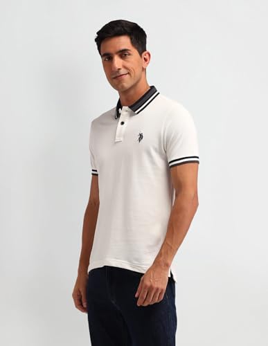 Image of U.S. Polo ASSN. Solid Slim Fit Polo T Shirts for Men - 100% Cotton, Half Sleeves Mens Tshirt
