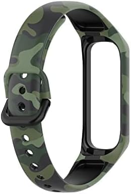 Soft Silicone Army Design Watch Band with Secure Buckle Compatible for Samsung Galaxy Fit E Fitness Watch(R375)[Not For Any Other Models](ARMY GREEN)