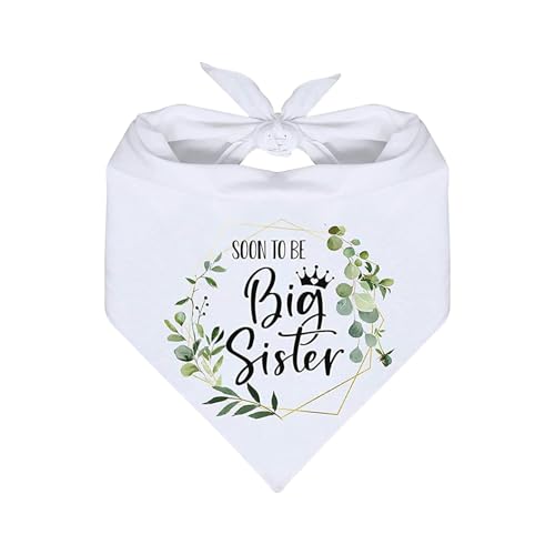 Soon to Be Big Sister Hundehalstuch, weißes Haustier-Schal, Schwangerschaftsankündigung, Hunde-Bandana, Baby-Hund, Geschlechtsoffenbarung, Foto-Requisiten, Zubehör