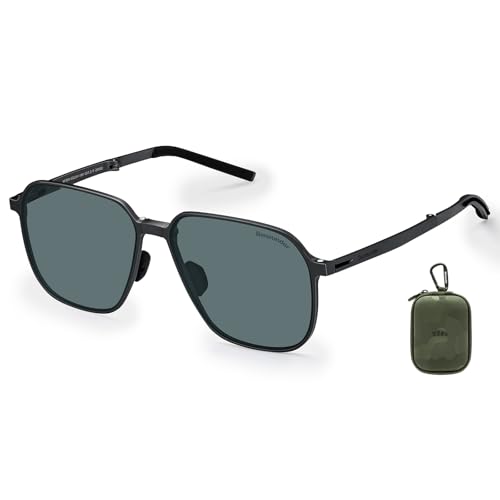 Image of BENEUNDER Polarized Aviator Sunglasses for Mens - Trendy Alloy Frame, UV400 Folding Driving Shades for Fishing Hiking Travel
