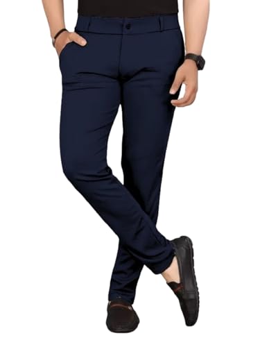 Image of Men's Everyday Wear Trousers | Regular Fit Solid Pants with Button | Smart and Comfortable Bottomwear (Pack of 1)