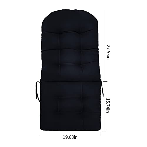 Srutirbo Rocking Chair Cushion, High Back Patio Cushions 44x19 inch, Waterproof Indoor/Outdoor Furniture Chair Cushions Pads with Straps, Seasonal All Weather Replacement (Black) by Srutirbo - Used condition - Image 2