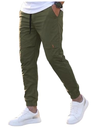 Image of ANNI Designer Men Cargo Pants Cotton Solid | Cargo Pants for Men | Mens Cargo Trouser | Multi Pocket Cargo Pant Regular Fit | Casual Stylish Bottom Wear for Mens Comfortable Clothing