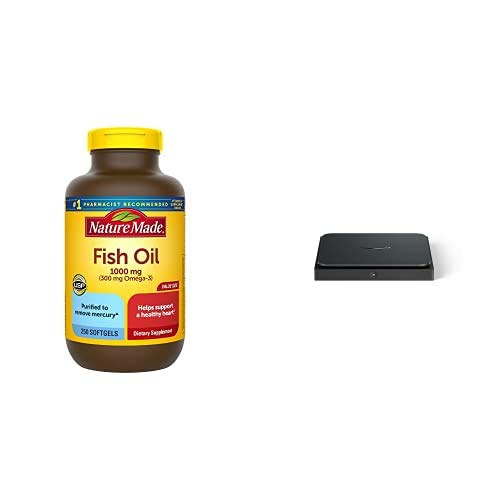 Nature Made Fish Oil 1000 mg, 250 Softgels Value Size, Fish Oil Omega 3 Supplement for Heart Health + Amazon Dash Smart Shelf (Small - 7