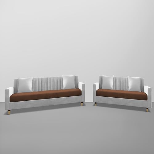 Image of Casaliving Garcia 3+2 Seater Sofa Set for Living Room (Brown - Grey)