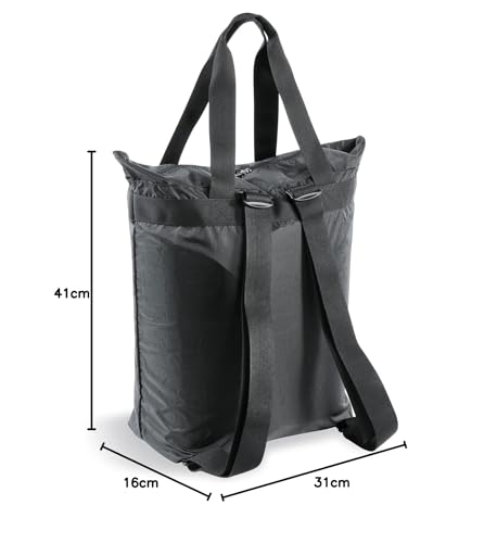 Tatonka Rucksacktasche Market Bag 22l - Leichte Einkaufstasche/Shopper mit verstaubaren Rucksackträgern und Reißverschluss - als Tasche oder Rucksack verwendbar - 22 Liter (schwarz)