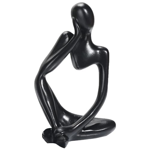 Generisch Escultura moderna decorativa para sala de estar, figura de ratón de biblioteca de resina, arte abstracto, color negro, blanco y dorado, decoración de oficina y estantería (izquierda a negro)