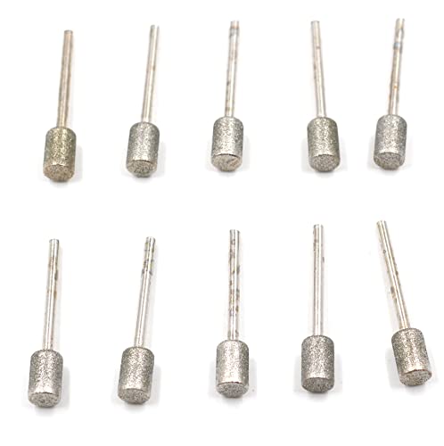 10 Pcs Diamond Grinding Carving Bits,Stone Carving Set Diamond Burr Bits for Stone Carving, DIY Grinding, Polishing, Engraving,Stone, Rocks, Jewelry, Glass, Ceramics (8mm head 1/8 