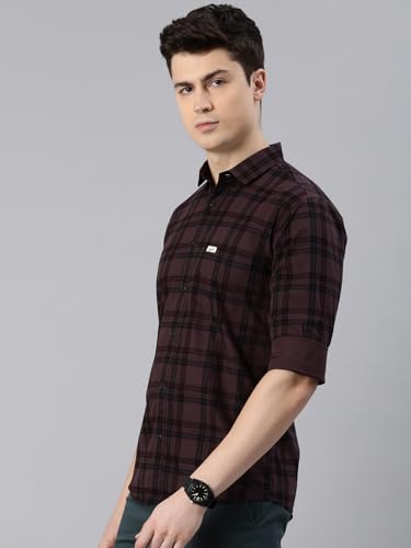 Image of Majestic Man Men Small Checkered Slim Fit Cotton Casual Shirt
