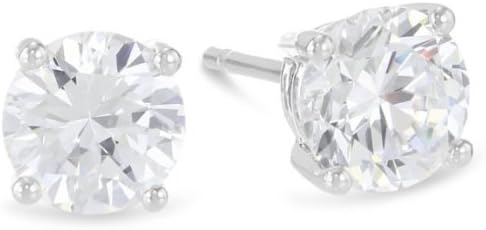 - 1 Carat Solitaire Diamond Stud Earrings for Women Round Brilliant Shape 4 Prong Push Back (L-M Color, I1-I2 Clarity)