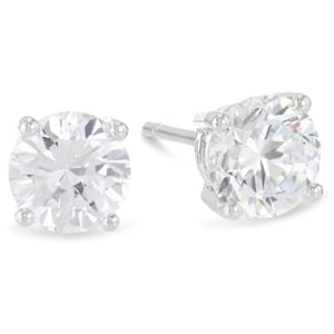 1 Carat Solitaire Diamond Stud Earrings Round Brilliant Shape 4 Prong Push Back (L-M Color, I1-I2 Clarity)