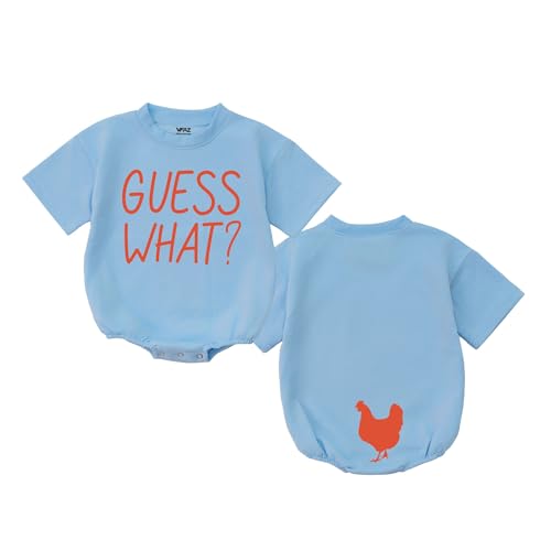 Image of VFAZ Guess What Chicken Baby Bodysuit - Funny Romper Outfit Animal Front Back Cute Shower Gift Long Sleeve Newborn Toddler