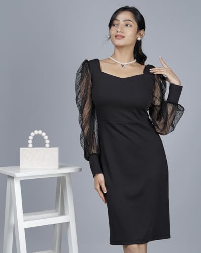 Image of Noble Monk Women's Slim Fit Full Sleeve Dress | One Piece Dress for Women
