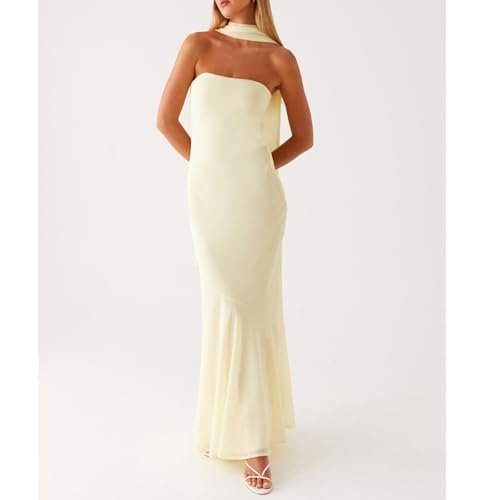 Image of Women Strapless Floral Dress with Sarf Mesh Tube Maxi Dress Summer Cocktail Wedding Guest