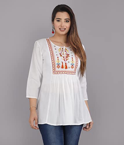 Image of Ganga febtex Women's Rayon Embroidered Short Kurti /Tops