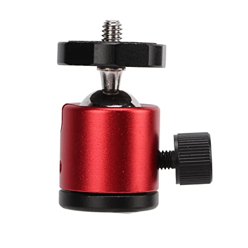 Gavigain Tripod Ball Head, Metal Ball Head Camera Tripod Head Universal 360° Rotating Hot Shoe Mount for Tripod, Monopod, DSLR, SLR, Camera (Red)