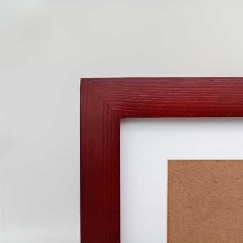 Image of 9x9 Picture Frames Red with Mat 7x7 Opening Solid Wood Frame, Plastic Panel (Film Needs to be Removed) Table or Wall.Front Window Opening 8.6x8.6 inch.