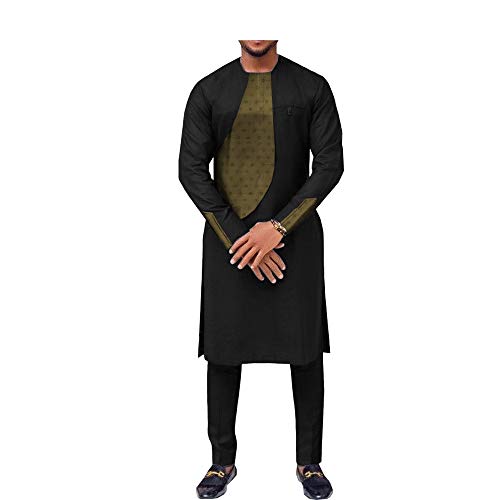 spring african clothing men's suit knee-length top+ankle-length pants Agbada Bazin Jacquard Arab Thobe Islamic Muslim Dubai