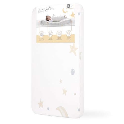 Dream On Me 3” Moonlight Mini Crib Mattress – Dual-Sided Support, Water-Resistant Removable Vinyl Cover, GREENGUARD Gold & JPMA Certified, Fits Mini & Portable Cribs
