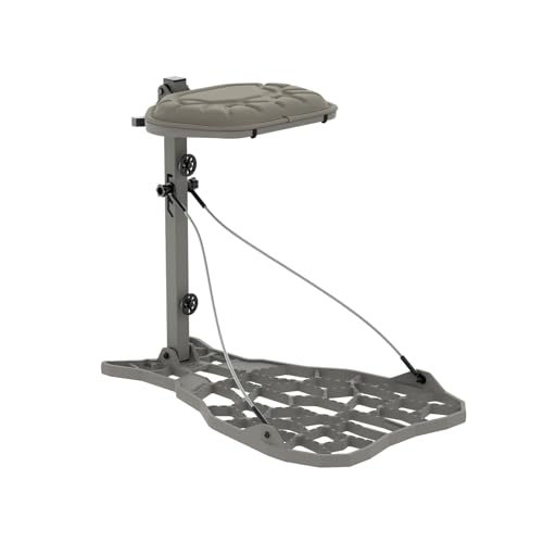 NOVIX Helo Ultra Lightweight Hang On Tree Stand - Cast Aluminum Platform Lock On Tree Stand w/Seat Cushion, Adjustable Seat - Made in The USA, Classic