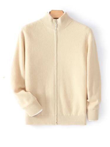 Men Zipper Cardigan Winter Thick Long Sleeve Sweater Merino Wool Knitwear3