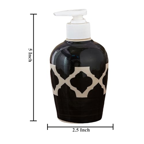 Image of Ceramic Liquid Soap Dispenser, 300 ml, Black Chidi 2 | Refillable Pump Bottle for Hand Wash, Lotion, Shampoo & Kitchen Use, 2 Pieces