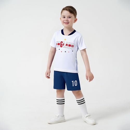 Image of Unisex Kids Soccer Jersey and Shorts Kit 2-Piece Set Boys Girls Football Outfits for Little Athlete 2-14 Years