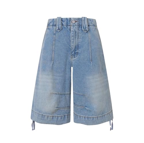 Men’s Ripped Denim Shorts Urban Streetwear Loose Cotton Distressed Knee