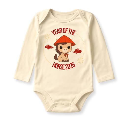 MangoHouse Year of The Horse 2026 Baby Bodysuit Baby Horse Outfit for Newborn Clothes Lunar New Year Zodiac
