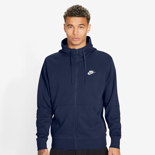 Nike BV2648 M NSW Club Hoodie FZ FT Sweatshirt Mens Midnight Navy/Midnight Navy/White S