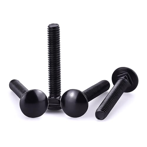 Image of 1 /4-20 x 1-3 /4 inch Black Steel Carriage Bolts, 304 Stainless Steel 18-8, Round Domed Head Square Neck Carriage Bolts Screws, Coarse Thread UNC, 25 PCS