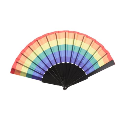 ZUWIJEQ 1x Regenbogen Fächer, Folding Hand Fan, Regenbogen Faltfächer, Bunter Handfächer, Gay Pride Regenbogen Faltfächer,für Rainbow Parade Music Festival Dance Performance Supplies Festival Geschenk