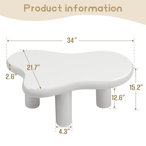 Table basse blanche durable 86cm pour effacer les traces de verre salon - 3