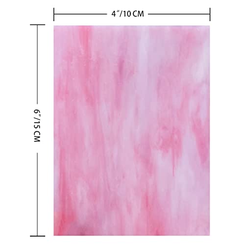PALJOLLY 9 Sheets Stained Glass Sheet Pink and Purple Collection, 4 x 6 inch Stained Glass Supplies Mosaic Tiles for Crafts, Pink Purple Colors for Glass Hobbyists Projects and Arts