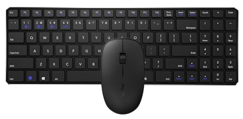 RAPOO | Teclado y Ratón Inalámbrico 9300M (Teclado QWERTY Portugués y Ratón Ergonómico Bluetooth, Autonomía de hasta 12 Meses, Teclado Ultrafino, Ratón Ergonómico, 1300 PPP) Color Negro.