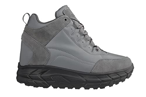 CALTO Men's Invisible Height Increasing Elevator Shoes - Grey Lace-up High-Top Hiking Style Sneaker Boots - 4 Inches Taller - S22799 - Size 10 D(M) US2
