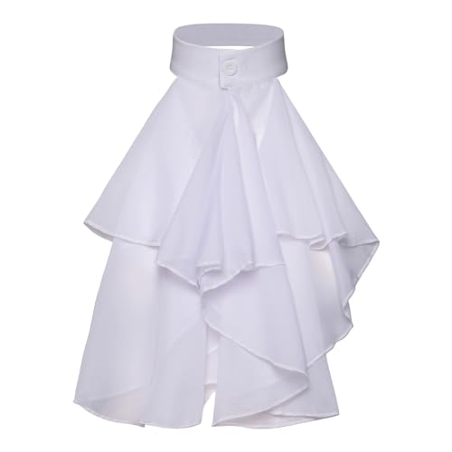Women Shawl,Victorian Colonial Jabot False Collar Medieval Steampunk Costume Detachable White Ruffled Neck Collar Victorian Necktie