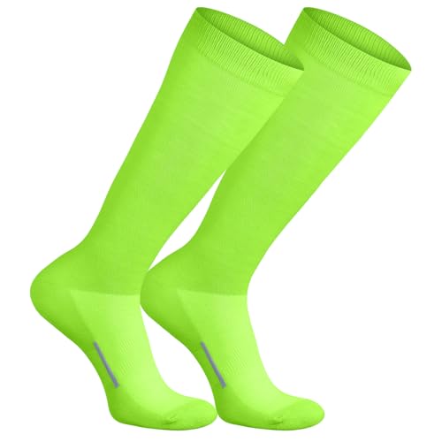 Outus Baseball Soccer Socks Athletic Softball Football Sports Knee High Socks for Youth Boys Girls Adult(Fluorescent Green X-Small)