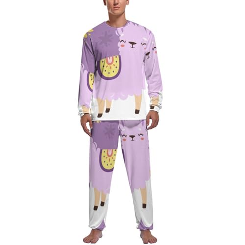 Pyjama homme manche longue pantalon vêtements de nuit alpaga dessin