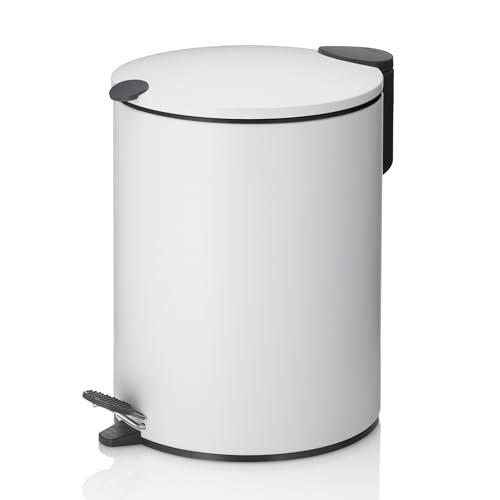 Poubelle à pédale salle de bain avec couvercle Silent-Close blanc mat 5l